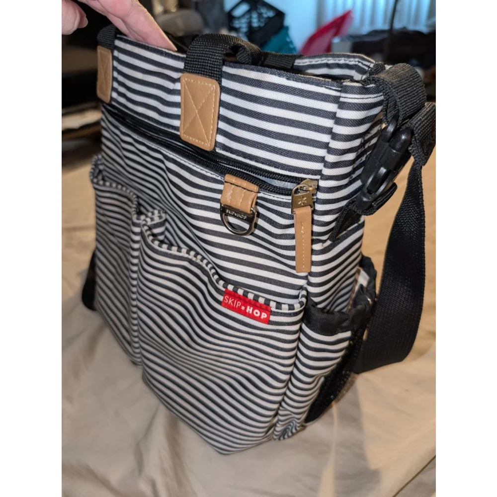 Skip Hop Black White Stripe Diaper Bag One Size